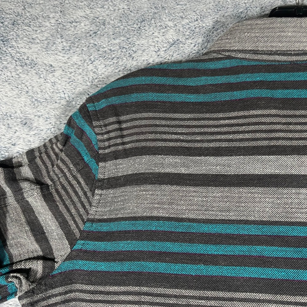 Patagonia Womens Organic Cotton‎ Striped Button Down Shirt Grey Teal Size 6 - Picture 13 of 16